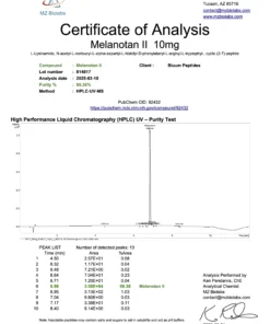 Melanotan II 10mg COA
