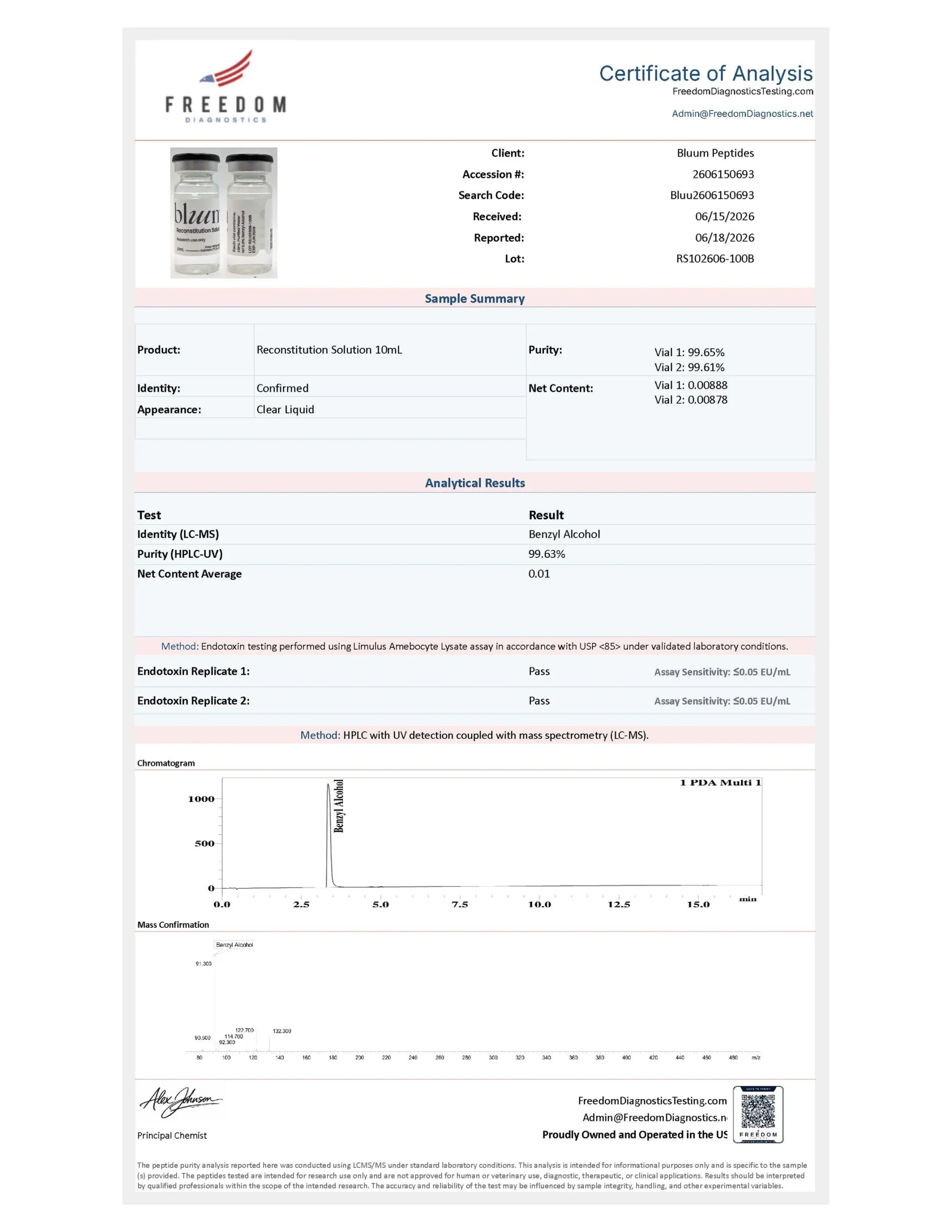 Reconstitution Solution 10ml COA