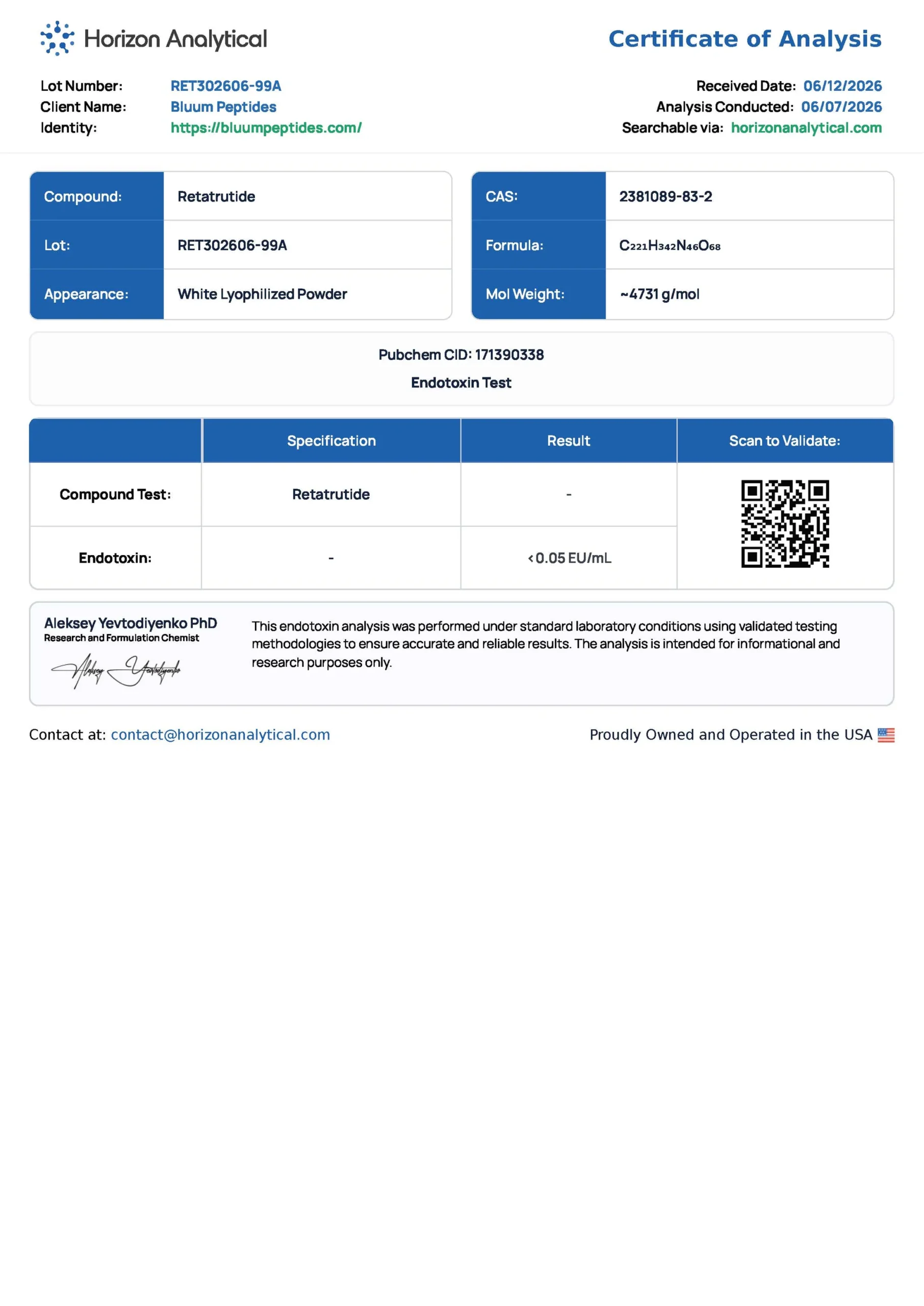 Retatrutide 30mg COA