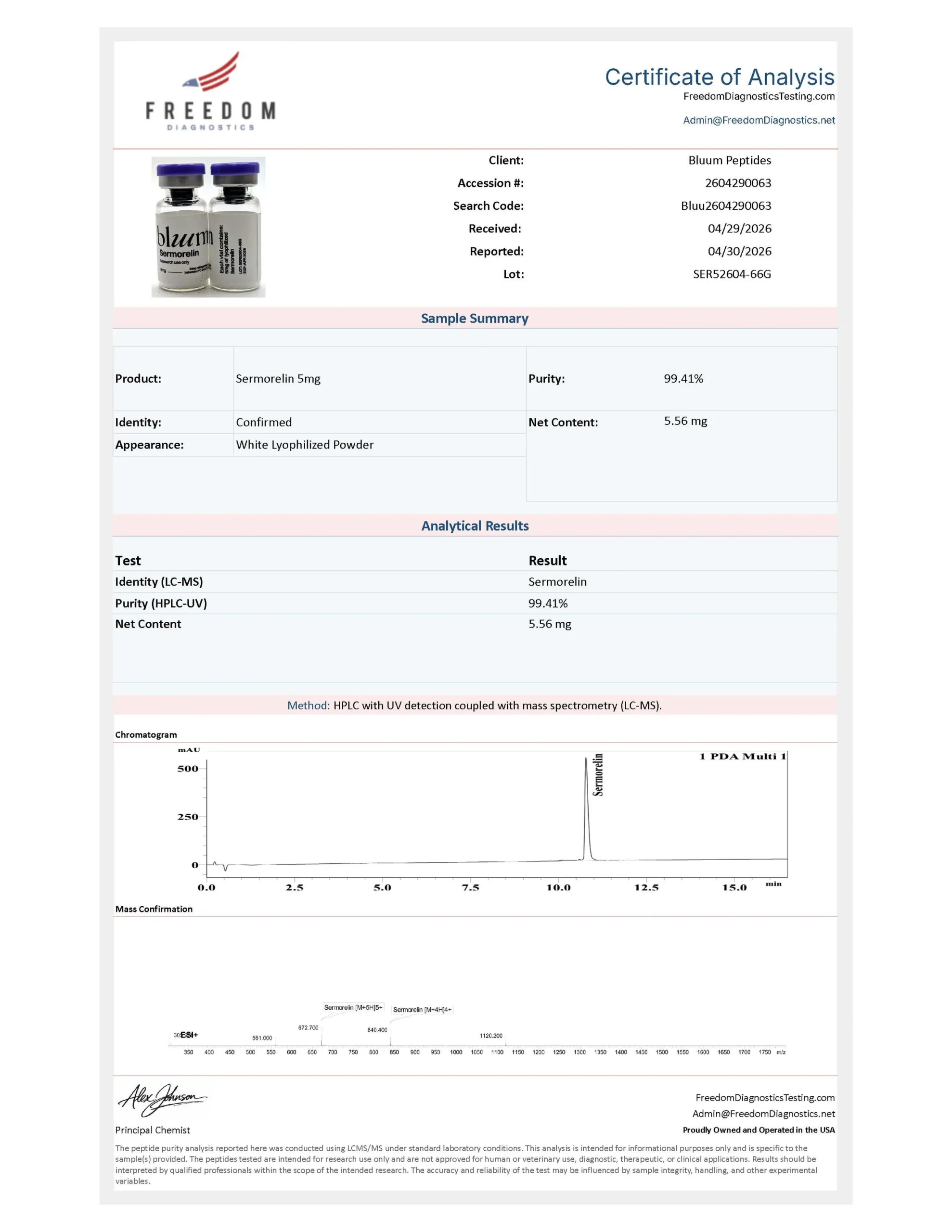 Sermorelin 5mg COA